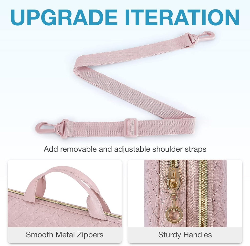 BAGSMART 15.6 Inch Laptop Case Sleeve Compatible with MacBook Pro 16 Inch,15.6 Inch HP,Dell,Acer Aspire,Asus Notebook, Lightweight Laptop Bag for Women with Shoulder Strap,Pocket,Handle, Pink