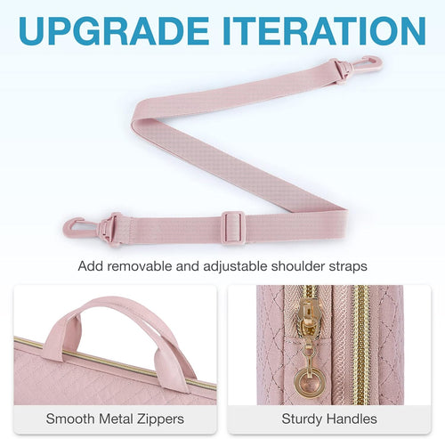 BAGSMART 15.6 Inch Laptop Case Sleeve Compatible with MacBook Pro 16 Inch,15.6 Inch HP,Dell,Acer Aspire,Asus Notebook, Lightweight Laptop Bag for Women with Shoulder Strap,Pocket,Handle, Pink