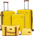 5 piece Luggage Set Expandable Suitcase 22x14x9 Airline Approved Carry on, ABS Hard Case Suitcases with Spinner Wheels, TSA Lock (Yellow)