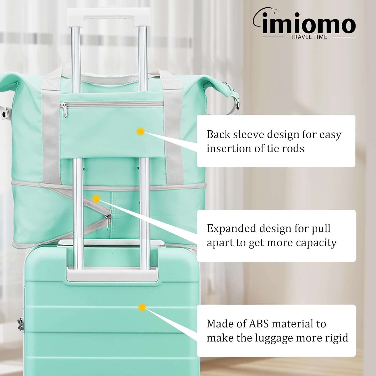 imiomo Hard Shell Luggage Sets 5 Piece for Women, Lightweight Hardside Rolling Suitcase Set with Spinner Wheels and TSA Lock, Green