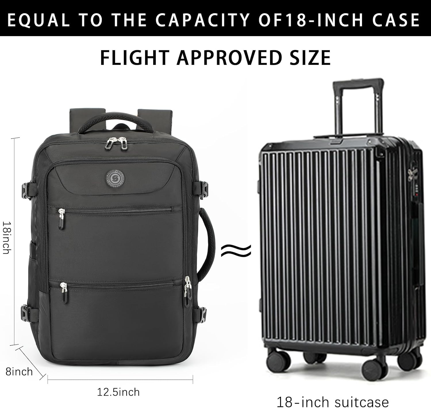 Sowaovut Travel Laptop Backpack, Extra Large High School College Backpacks, Flight Approved Daypack Business Bag Fit 17.3 inch Laptop for Men Women (Black)