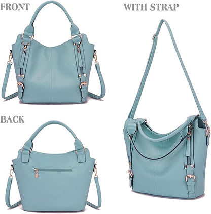 Soperwillton Purses for Women Large Shoulder Handbag Tote PU Leather Hobo Crossbody Bag Ladies Wallet Set 4pcs