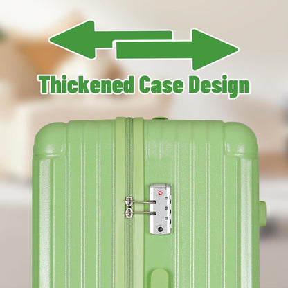 Carry-on 20 Inch and 28 Inch Square Thickened ABS+PC Hard Shell luggage, 2-Piece Suitcase Set with TSA Lock & Dual Zipper Mesh Inner Layer Design, Avocado Green