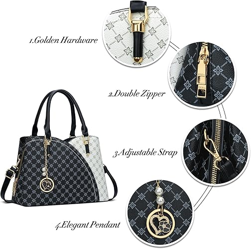 KKXIU Triple Compartments Purses and Handbags for Women Fashion Ladies Satchel Shoulder Top Handle Bag