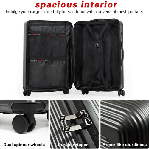 3-Piece Lightweight Luggage Set with TSA Lock, 20/24/28 Inch Expandable Hardshell Spinner Suitcase - 360° Silent Wheels for International Travel