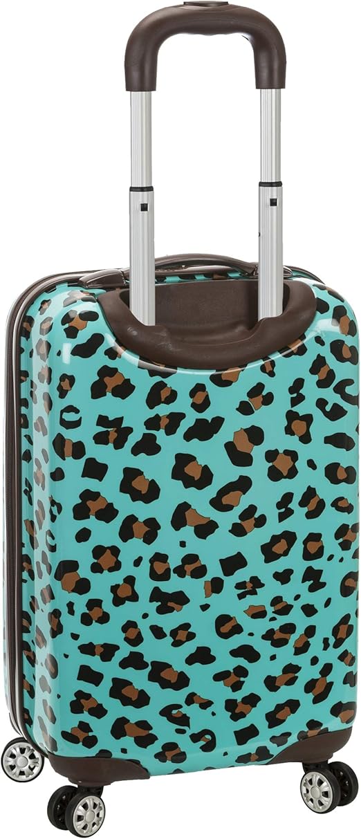 Rockland Safari Hardside Spinner Wheel Luggage, Blue Leopard, Carry-On 20-Inch