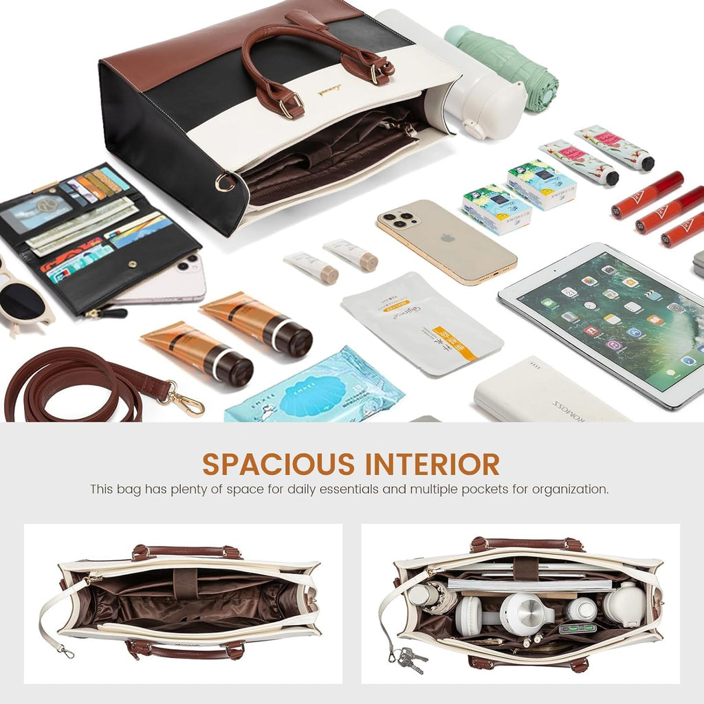 LOVEVOOK Laptop Tote Bag for Women, 15.6 Inch Work Bags, Waterproof Computer Bags with Clutch Purse, Large Capacity Messenger Bag for Teacher College Business Office