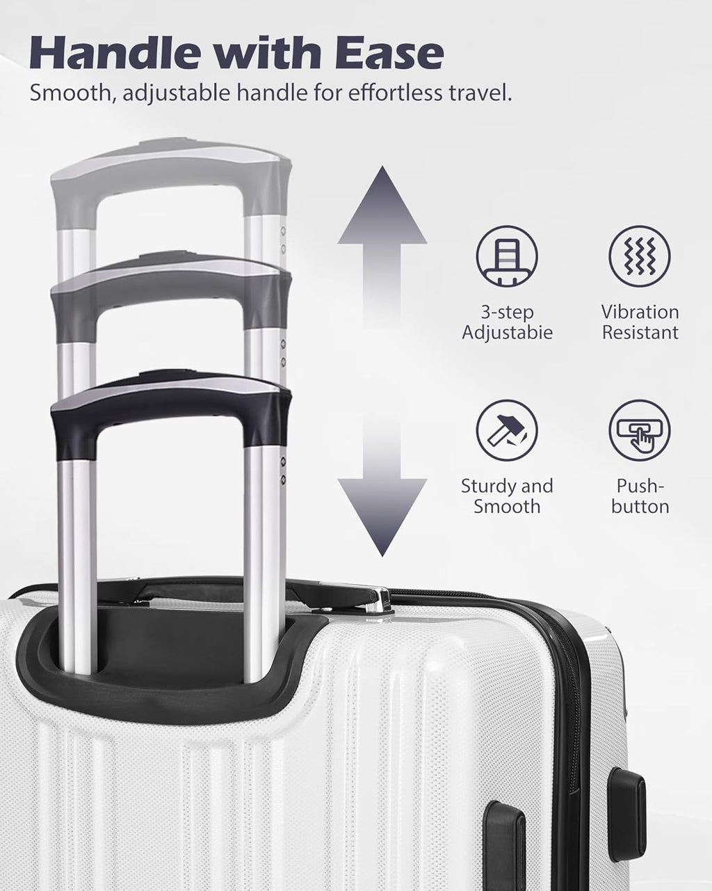 Coolife Luggage Expandable 5 Piece Sets PC+ABS Spinner Suitcase 20 inch 24 inch 28 inch (white grid new)