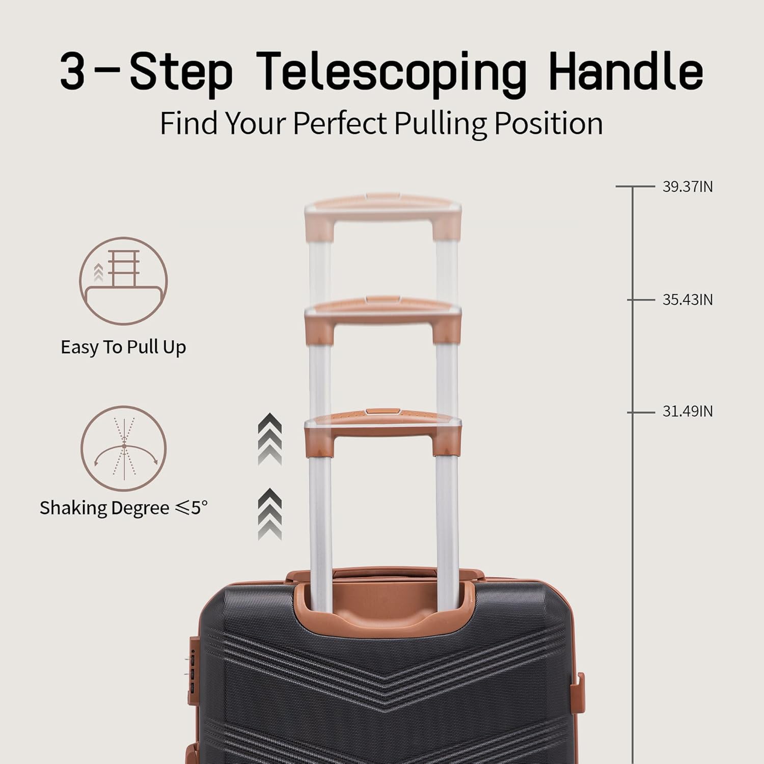 Expandable Luggage Sets 5 Piece, Hard Case Suitcase Set with Spinner Wheels,22x14x9 Airline Approved Carry on,Lightweight Durable Suitcase with TSA Lock (Black)