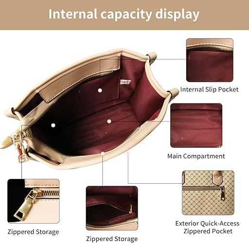 Tigpoy 3pcs Purses and Handbags Set for Women, Top-Handle Tote, Satchel Shoulder Bag & Matching Wallet and Card Purse