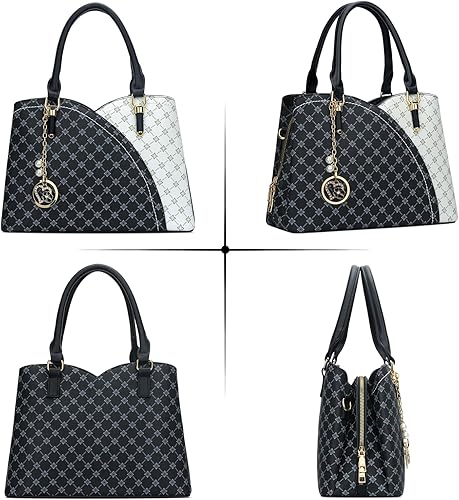 KKXIU Triple Compartments Purses and Handbags for Women Fashion Ladies Satchel Shoulder Top Handle Bag