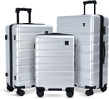 Luggage Sets 3 Piece, 100% PC Hardside Luggage with Spinner Wheel TSA LOCK Lightweight Quiet Suitable for Men and Women, Family Travel Y01 Silver 20/24/28(Diagonal stripes)
