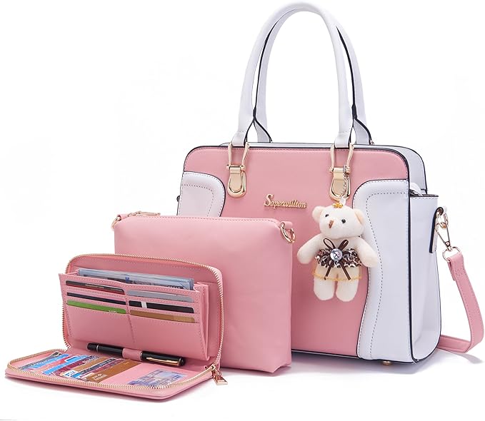 Soperwillton Purses for Women Crossbody Shoulder Handbags Top Handle Satchel Tote Bag Wallet Set 3pcs | Wallet, Set, 3pcs