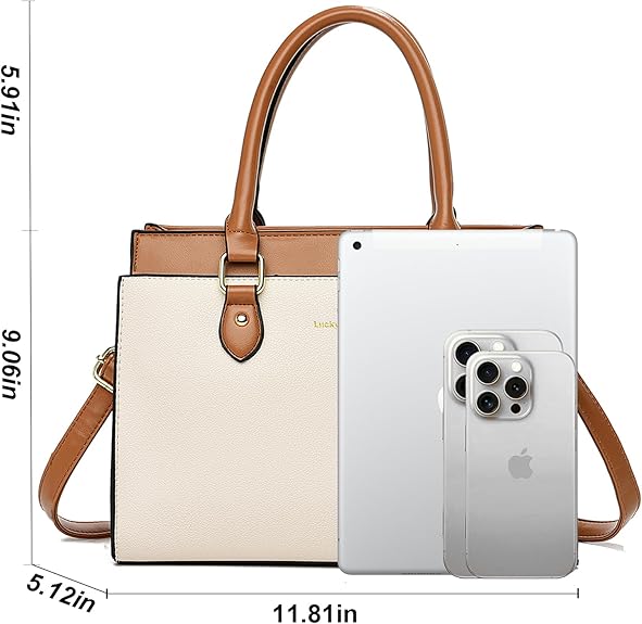 KURGOOL burgundy Brown Handbags Purses for Women, Trendy Leather Dual-tone Tote Purse, Designer Handbag Shoulder Bag Top Handle Satchel Bags