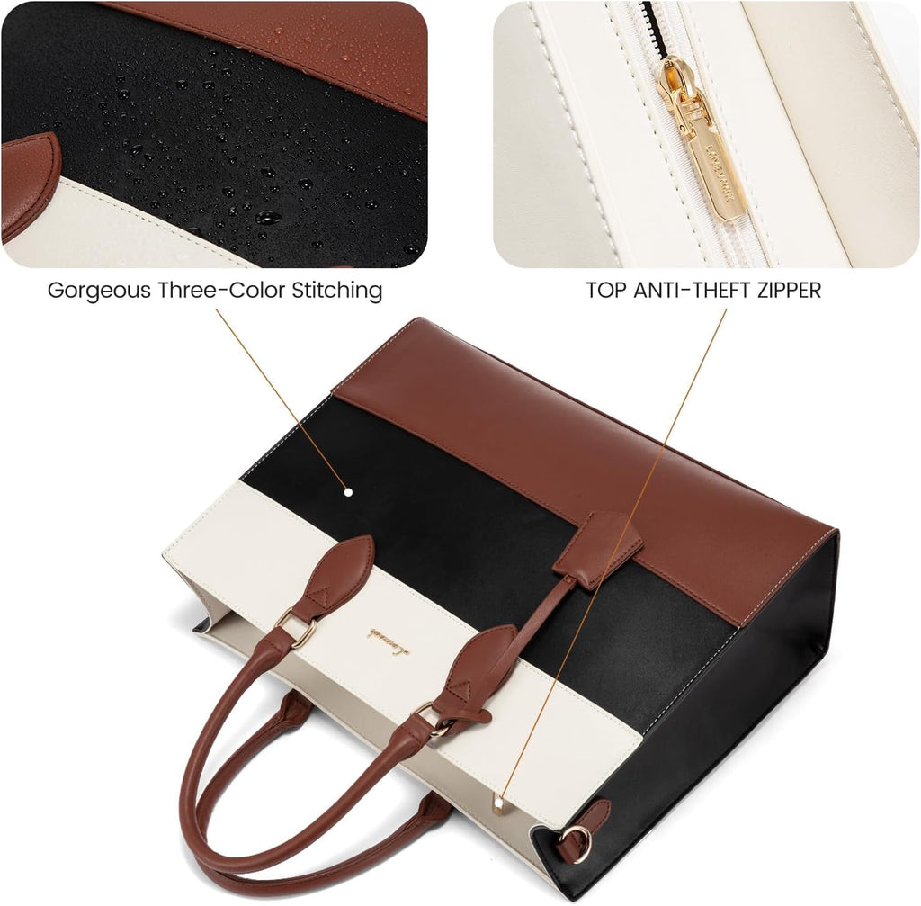 LOVEVOOK Laptop Tote Bag for Women, 15.6 Inch Work Bags, Waterproof Computer Bags with Clutch Purse, Large Capacity Messenger Bag for Teacher College Business Office