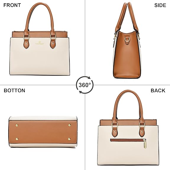 KURGOOL Handbags Purses for Women, Trendy Leather Dual-tone Tote Purse, Designer Handbag Shoulder Bag Top Handle Satchel Bags