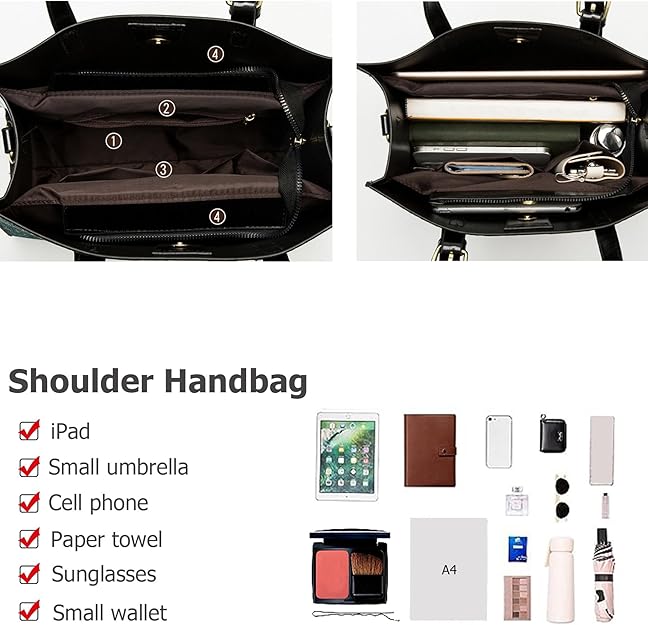 KingTo Women's Crocodile Pattern Satchel Handbags Stylish Tote Handbags crocodile purses for women 3 Pcs Set