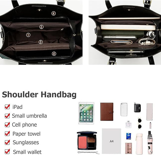 KingTo Women's Crocodile Pattern Satchel Handbags Stylish Tote Handbags crocodile purses for women 3 Pcs Set