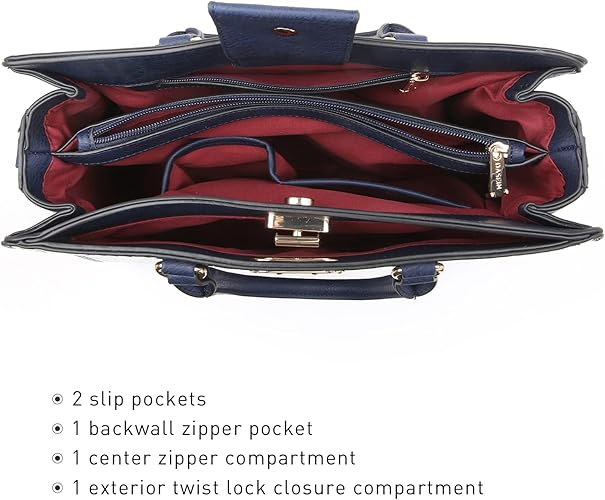 Dasein Women Handbags Purses Ladies Work Purse Satchel Tote Top Handle Shoulder Bags with Matching Clutch