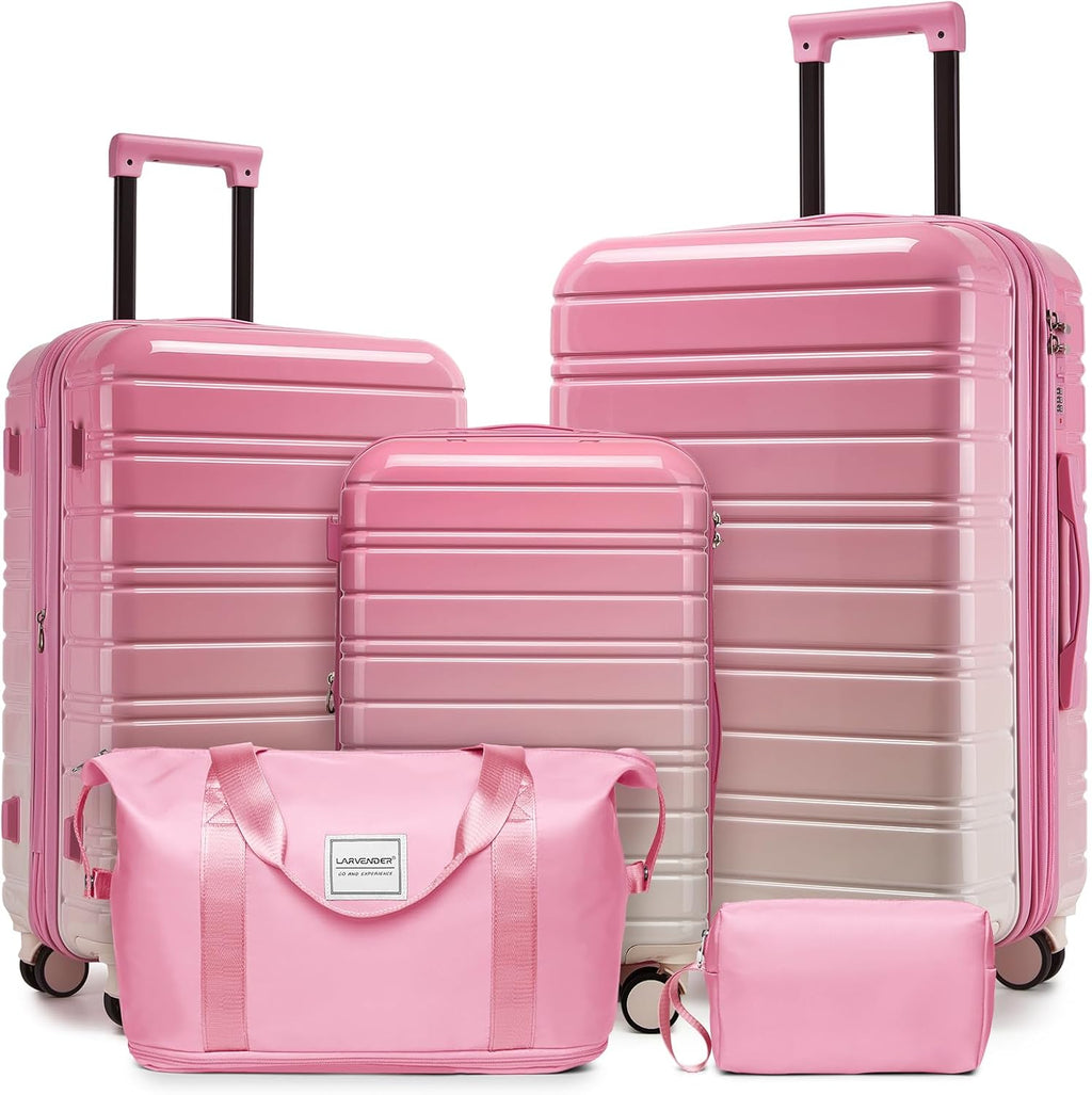 LARVENDER Luggage Sets 5 Piece Hardside Expandable Suitcase with Wheels Lock,PC+ABS Hardside Lightweight Rolling Suitcase