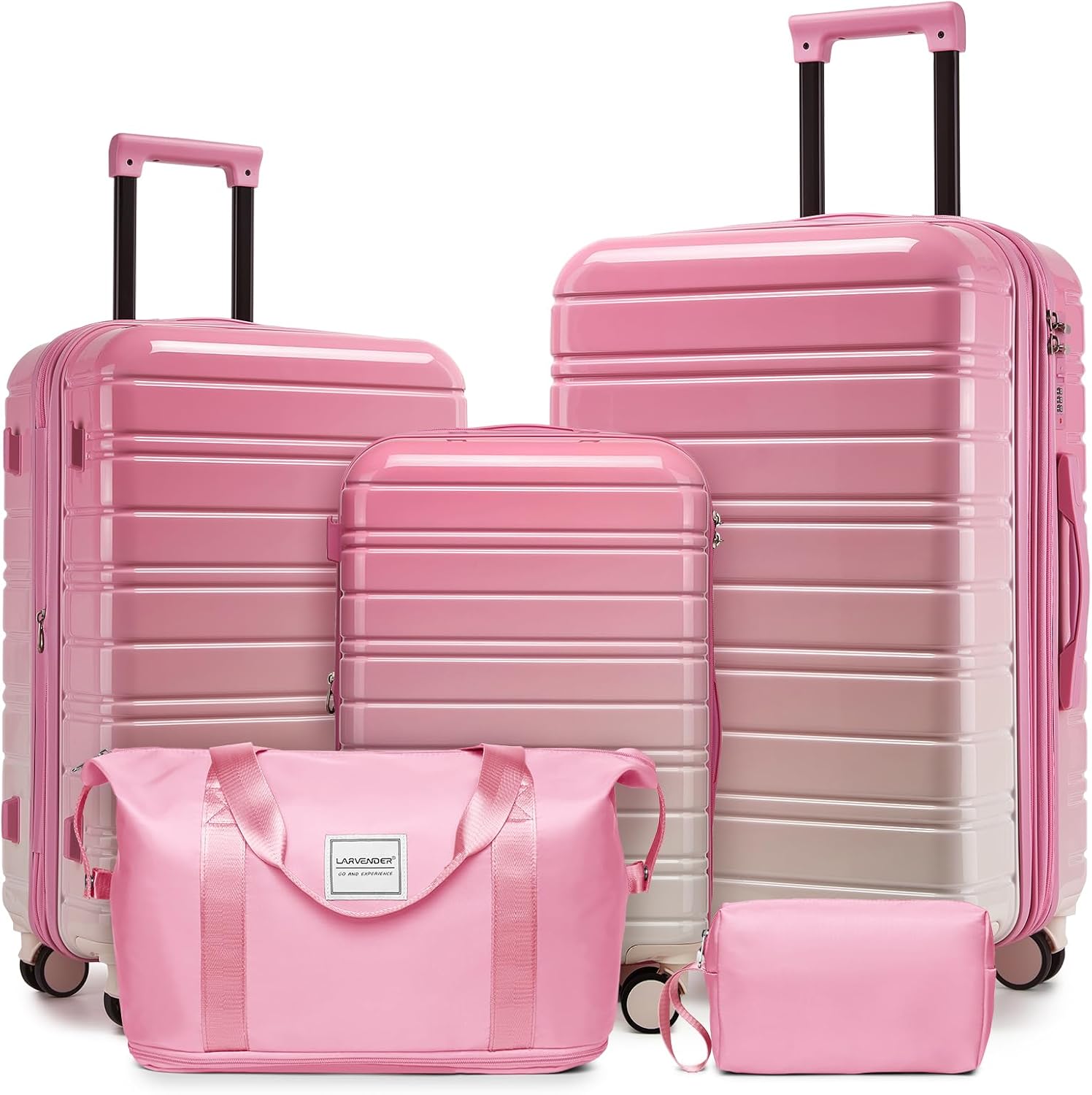 LARVENDER Luggage Sets 5 Piece Hardside Expandable Suitcase with Wheels Lock,PC+ABS Hardside Lightweight Rolling Suitcase