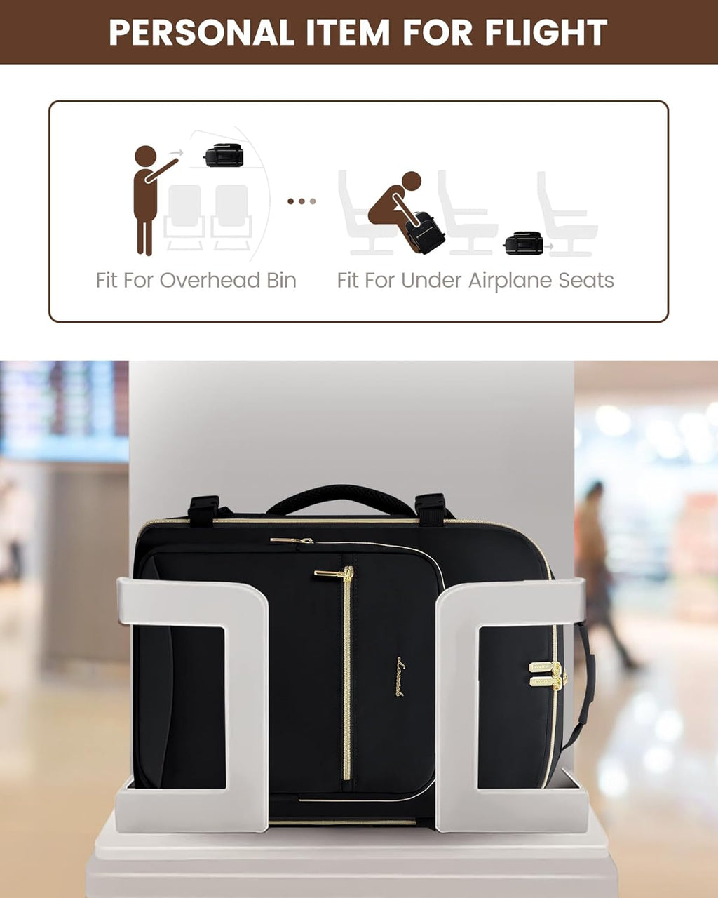 LOVEVOOK Travel Backpack for Women & Men 40L,Airline Approved Carry On Backpack Travel Essentials,TSA Carry on Luggage,Waterproof Personal Item Travel Bag,Suitcase with 3 Packing Cubes,Black-Black