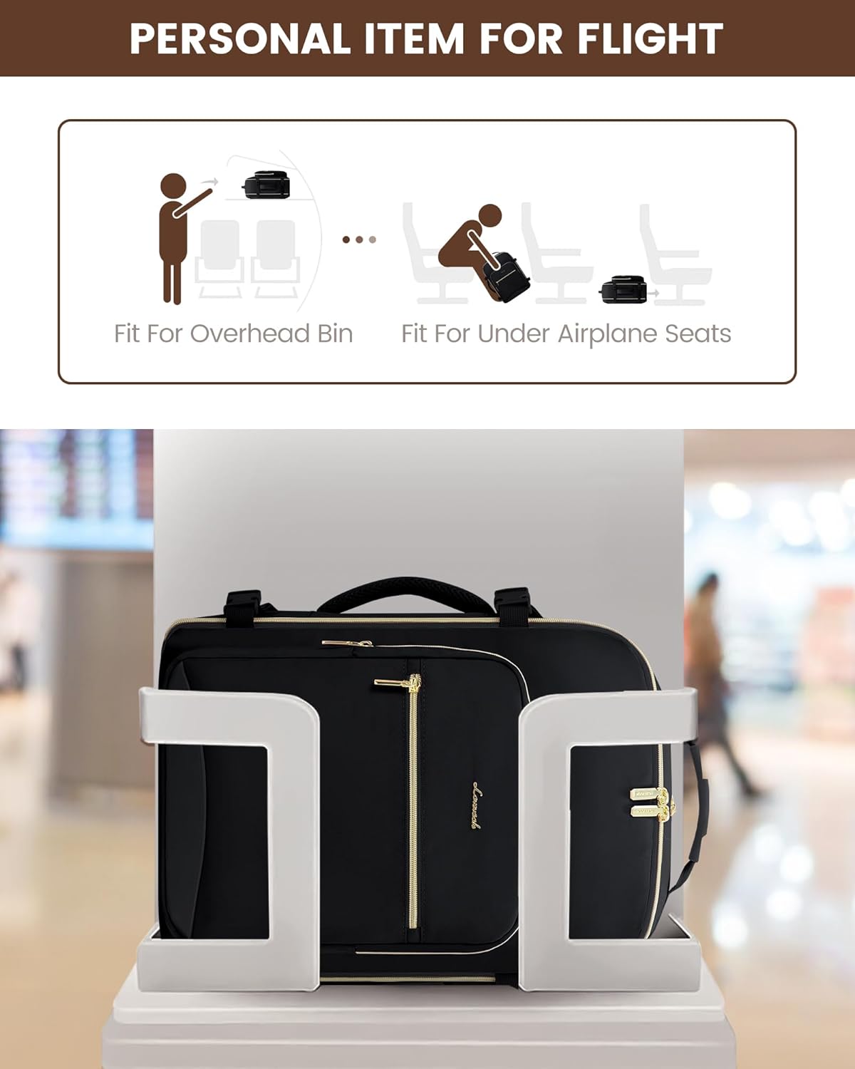 LOVEVOOK Travel Backpack for Women & Men 40L,Airline Approved Carry On Backpack Travel Essentials,TSA Carry on Luggage,Waterproof Personal Item Travel Bag,Suitcase with 3 Packing Cubes,Black-Black