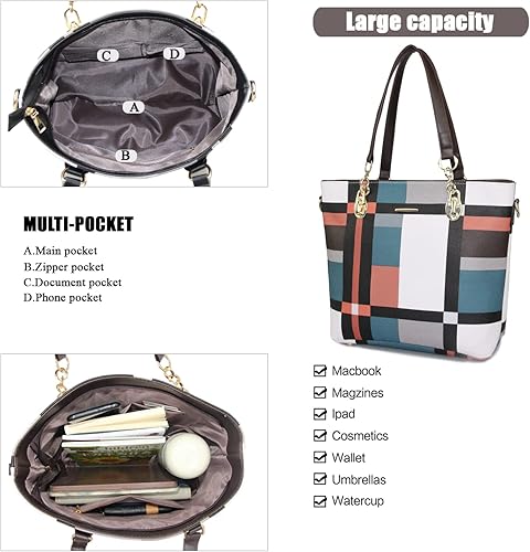 Purses and Handbags for Women Synthetic Leather Tote Crossbody Bags Satchel Purses Set 6pcs