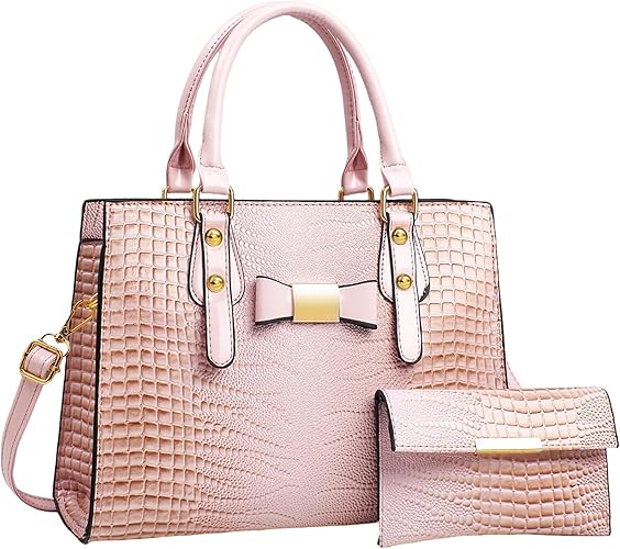 Tigpoy 2Pcs Purses and Handbags for Women, Shoulder Top Handle Bags Satchel Purses for Women Bow Birkin Bags for Women