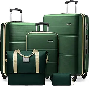 LARVENDER Luggage Sets 5 Piece, Expandable(Only 28in) ABS Suitcase with Duffel Bag 360° Spinner Wheels, Durable Luggage Set Clearance Carry On Suitcase Set For Women Men, Olive Green