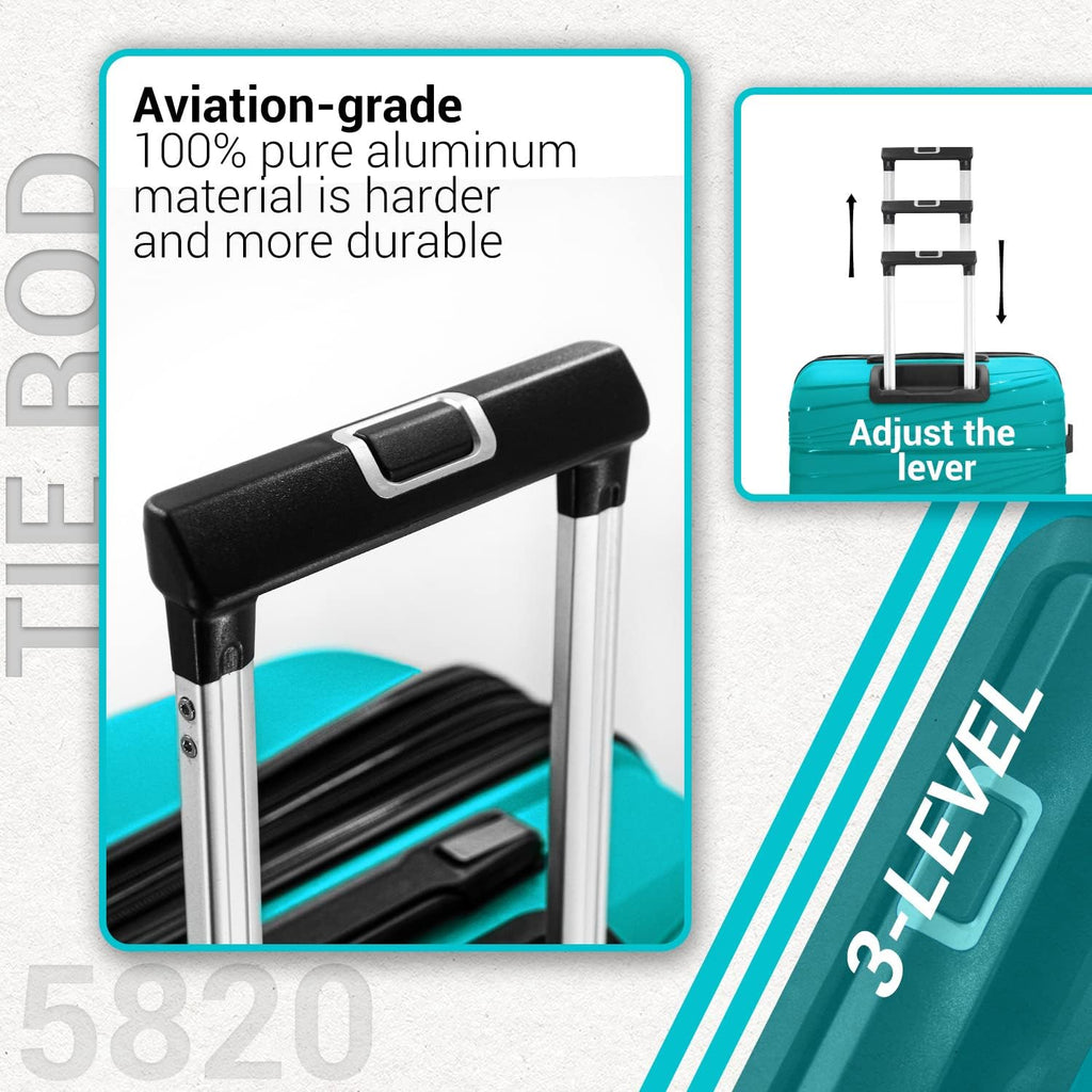 LARVENDER Luggage Sets, Luggage 4 Piece Set, Expandable Luggage Set Clearance Suitcases with Spinner Wheels Luggage with TSA Lock (Aqua Blue)