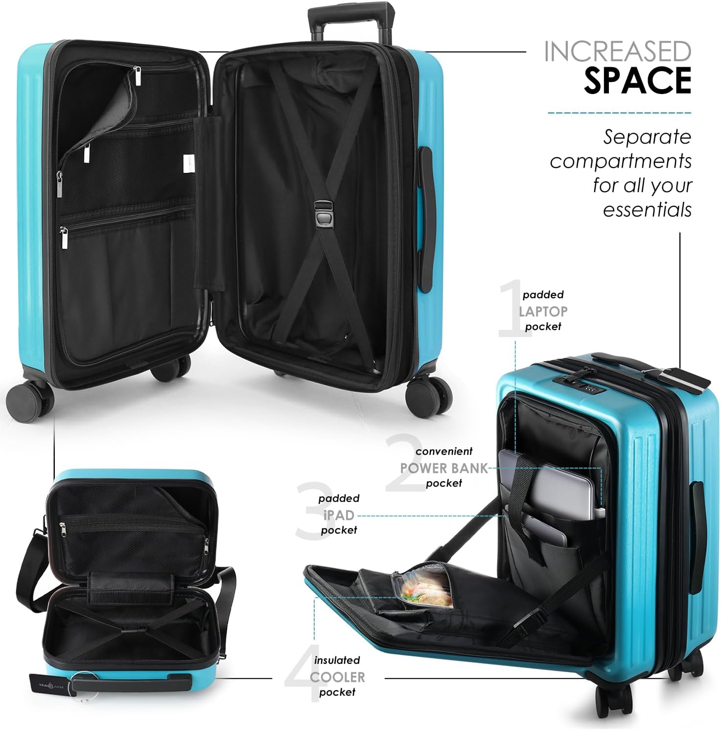 22 Inch Carry On Luggage 22x14x9 Airline Approved, Carry On Suitcase with Wheels, Hard-shell Carry-on Luggage