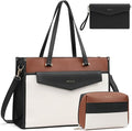 Keyli 3pcs Laptop Bag for Women 15.6 Inch Leather Work Tote Bags Professional Business Office Computer Shoulder Briefcase
