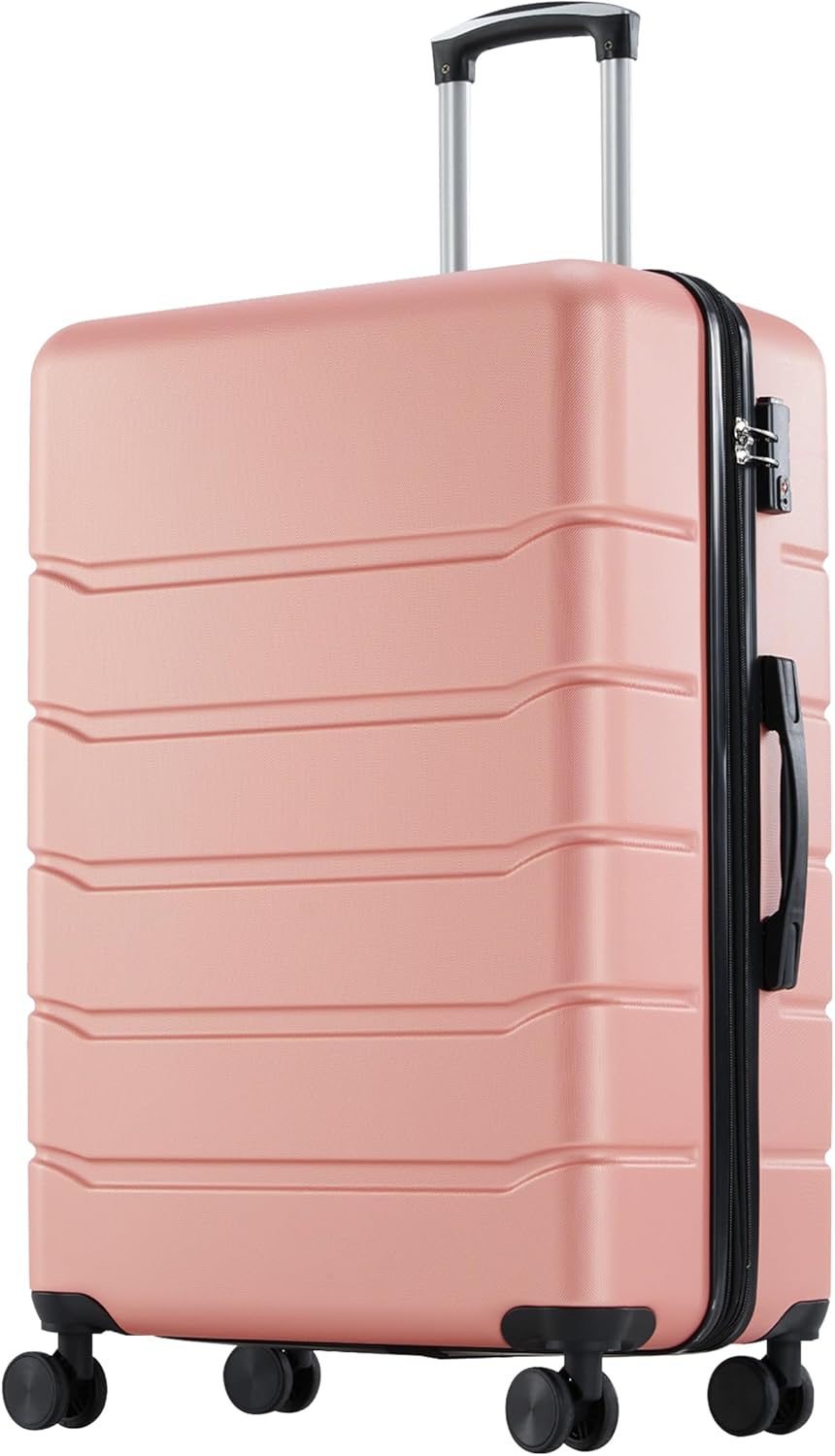 OLIXIS 28 Inch Luggage, Hardside Checked Suitcase with Spinner Wheels, Lightweight ABS Hard Shell Travel Luggage, TSA Approved Lock, Expandable Large Suitcase for Business & Travel–Pink