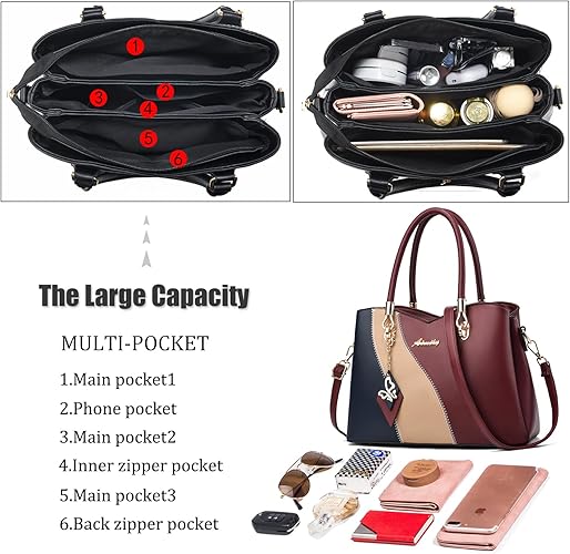 DAINAOTM Purses and Handbags for Women Tote PU Leather Ladies Satchel Top Handle Crossbody Shoulder Bag | PU Leather, Ladies, Top Handle, Crossbody