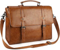 Mens Messenger Bag Vintage 15.6 Inch Waterproof Leather Laptop Briefcase Large Satchel Shoulder Bag Retro Office College Computer Bag, Brown