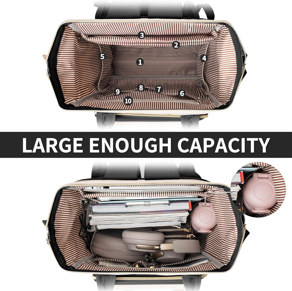 ANILD Travel Laptop Backpack for Women, 15.6 Inch Work Backpack with USB Charging and Port Luggage Strap, Airline Approved Business Work Bag for Nurse College Teacher