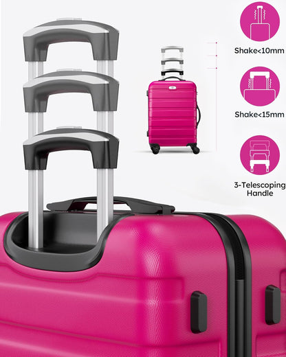 Suitour Luggage 3 Piece Sets Hard Shell Luggage Set with Spinner Wheels, TSA Lock, 20 24 28 inch Travel Suitcase Sets,Rose Red