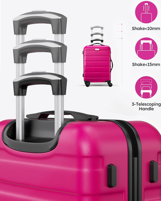 Suitour Luggage 3 Piece Sets Hard Shell Luggage Set with Spinner Wheels, TSA Lock, 20 24 28 inch Travel Suitcase Sets,Rose Red
