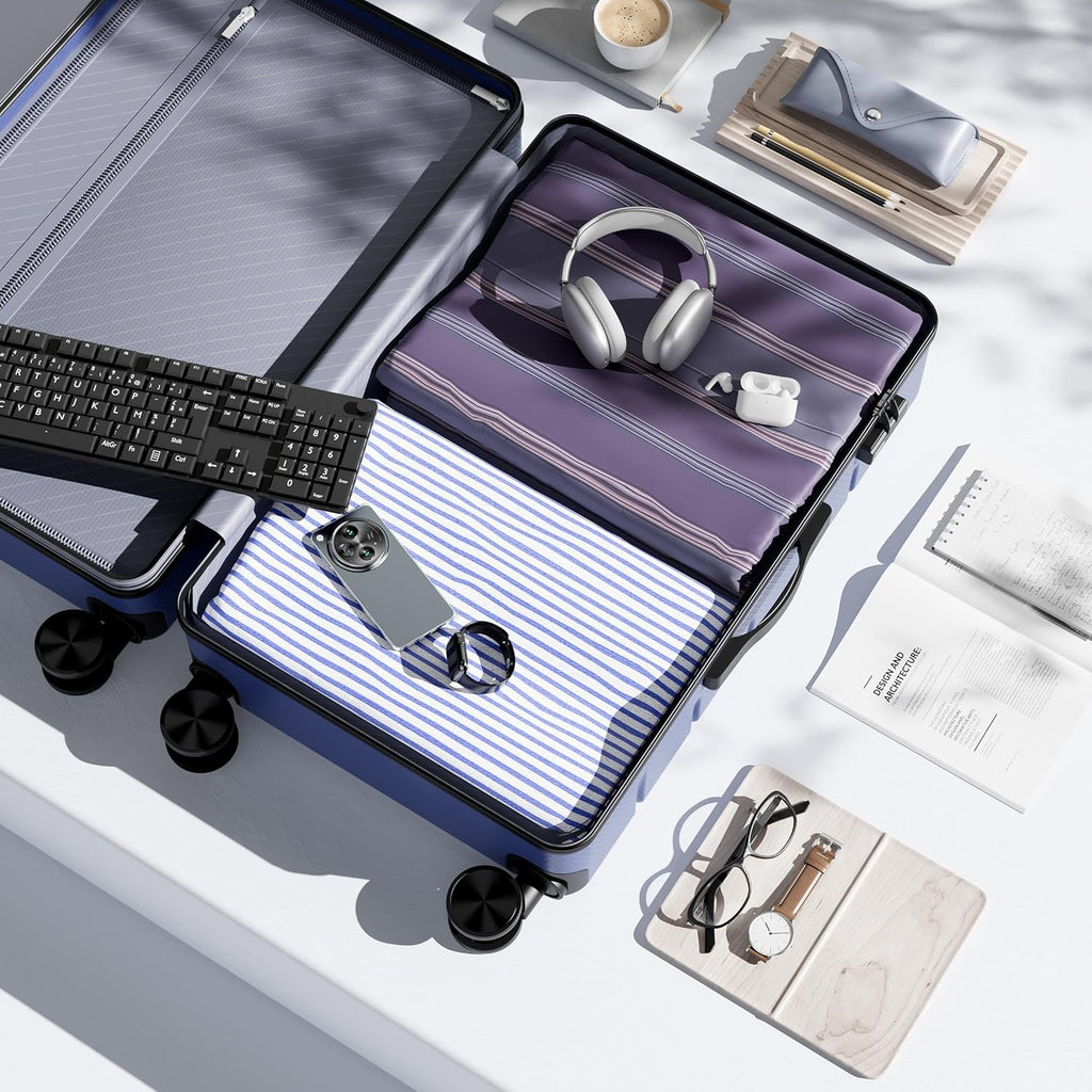 OLIXIS 20 Inch Carry-On Luggage, Hardside Suitcase with Spinner Wheels, Lightweight ABS Hard Shell Travel Luggage, TSA Approved Lock, Expandable Small Suitcase for Business & Travel–Blue