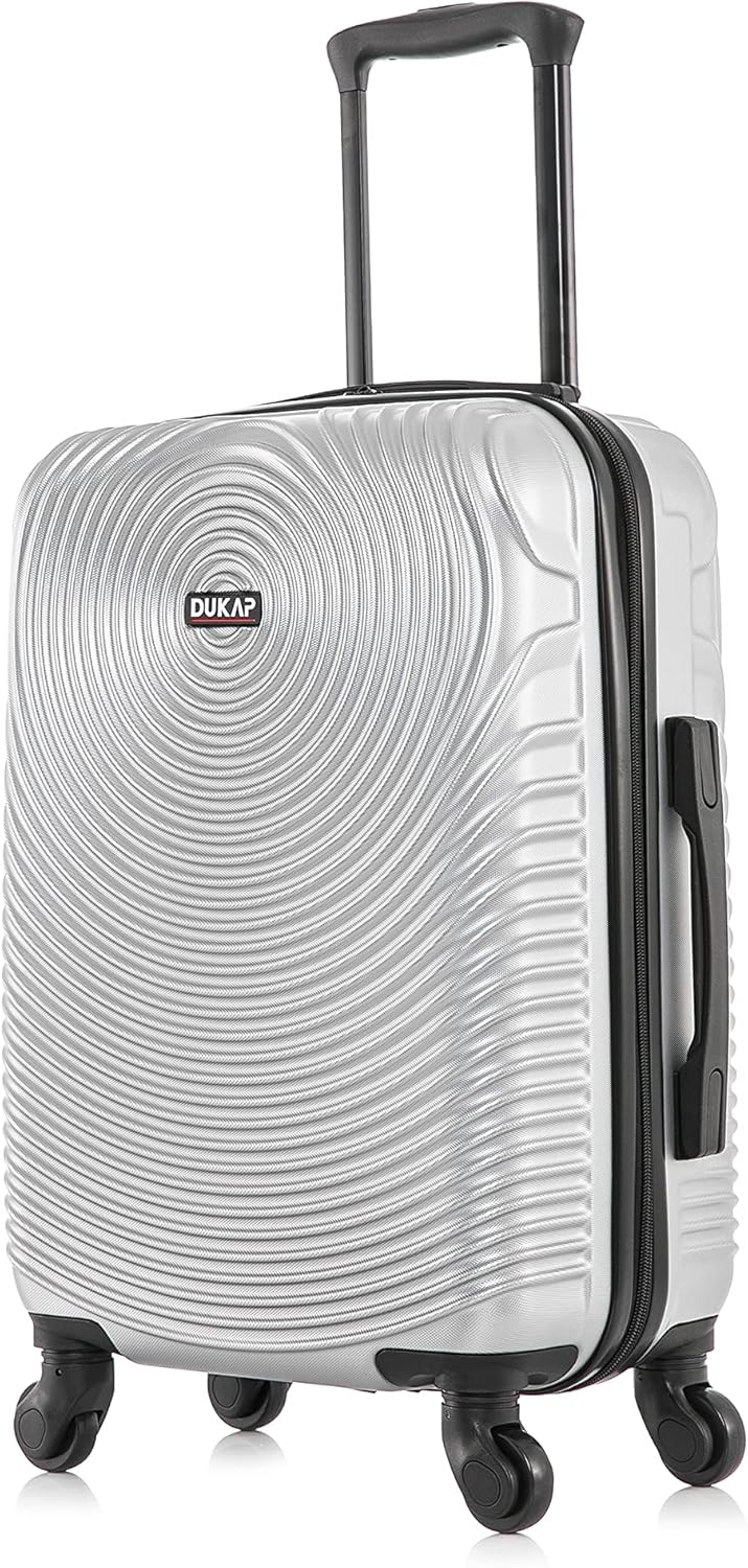 DUKAP INCEPTION Luggage with Spinner Wheels | Durable Lightweight Hardshell Suitcase, Travel Bag with Handle and Trolley, 20-Inch Carry On Small Luggage | Silver