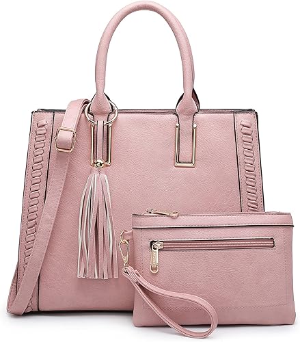 Dasein Purses Handbags for Women Satchel Vegan Leather Shoulder Bags Work Tote for Ladies with Matching Clutch