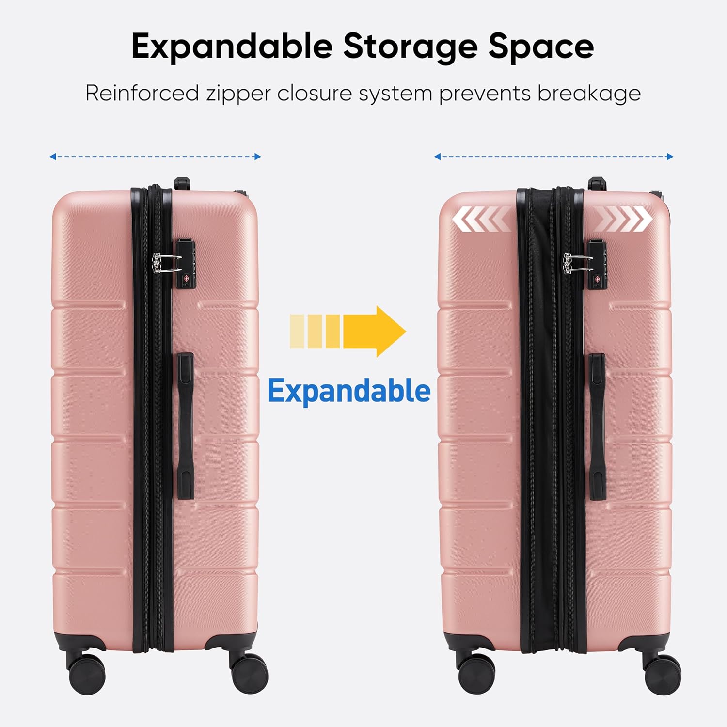OLIXIS 28 Inch Luggage, Hardside Checked Suitcase with Spinner Wheels, Lightweight ABS Hard Shell Travel Luggage, TSA Approved Lock, Expandable Large Suitcase for Business & Travel–Pink