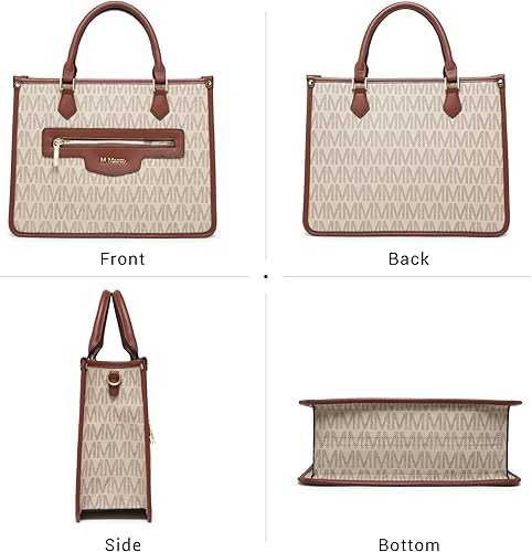 MKP Tote Bag for Women Medium Signature Monogram Satchel Handbags Purses Top Handle Shoulder Bags Wristlet Wallet Set 2pcs