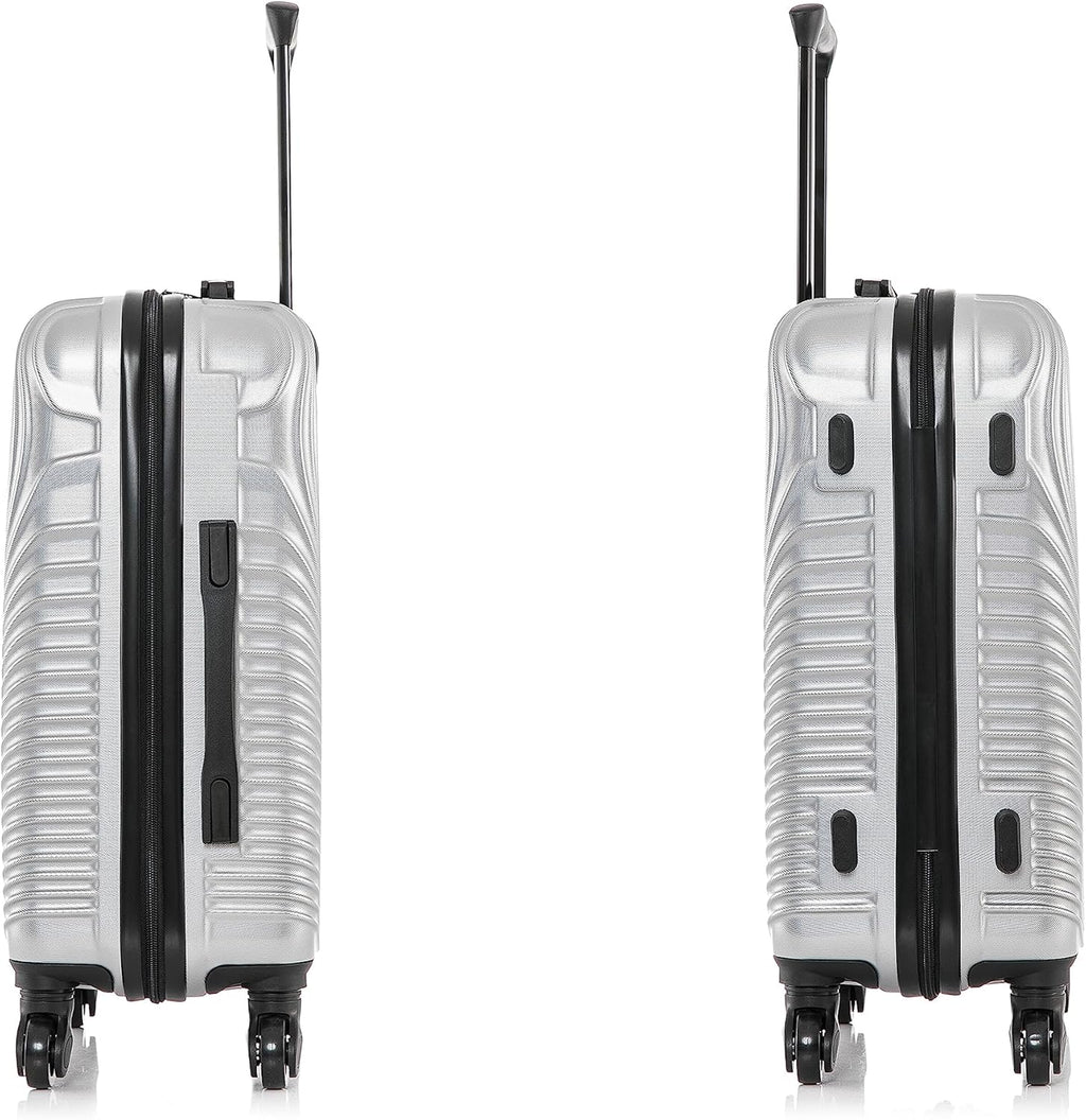 DUKAP INCEPTION Luggage with Spinner Wheels | Durable Lightweight Hardshell Suitcase, Travel Bag with Handle and Trolley, 20-Inch Carry On Small Luggage | Silver