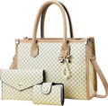Tigpoy 3pcs Purses and Handbags Set for Women, Top-Handle Tote, Satchel Shoulder Bag & Matching Wallet and Card Purse