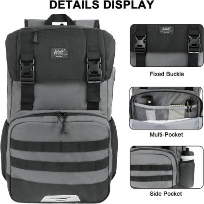 WOLT Laptop Backpack with USB Charging Port Fits Up to 17 Inch Laptop, College Backpack for Men Women, Computer Business Bookbag, Grey