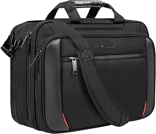 EMPSIGN Laptop Case Briefcase, 17.3 Inch Laptop Bag Expandable Messenger Bag for Men & Women Water Repellent, RFID Blocking Shoulder Bag Canvas Bag for Work, Business Travel