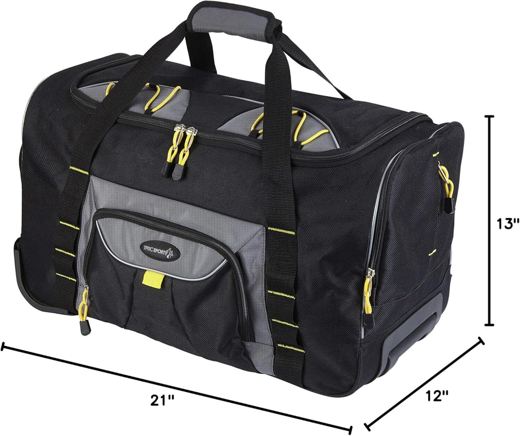 TPRC Sierra Madre II Upright Rolling Duffel Bag, Black/Gray, 21-Inch