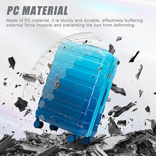 Merax 3 Luggage Sets, ABS Hardshell Suitcase Spinner Wheels with Lock, Blue and Navy, 20/24/28 Inch